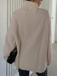 DAZY 女士不对称拉链长袖开衫，秋季女装 - 杏色 - 查看 2