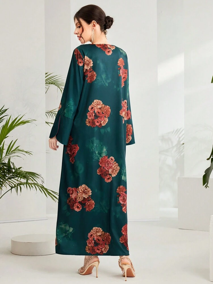 Women's Color Block Floral Print Dress