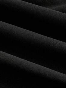 SHEIN MOD Plus Size Vintage Polka Dot Mesh Contrast Knitted Ruffle Hem Dress - Black - View 3