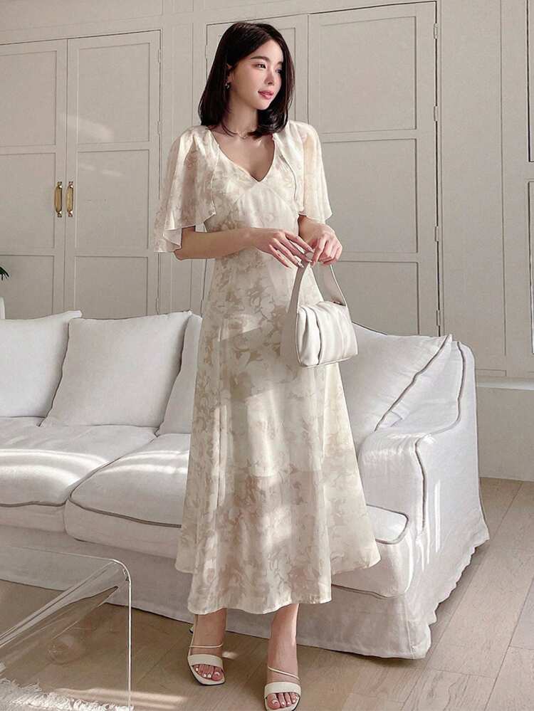 Women's Printed V-Neck Dress SunDress