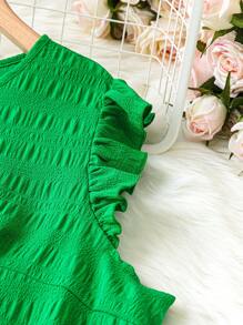 SHEIN LUNE Plus Size Solid Color Ruffle Edge Dress