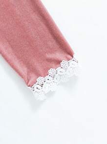 Teen Girl's Simple Design Velvet Cami Sleepdress And Matching Long Robe Two-Piece Homewear Set, Light Pink - Dusty Pink - View 3