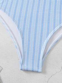 SHEIN Swim Women's Striped Halter Strap Two-Piece Bikini Set Carnival Summer Beach