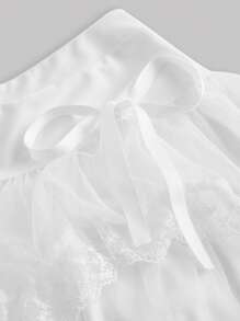 SHEIN MOD 白色大尺碼女裙,有褶邊擺 - 白色 - 查看 4