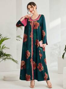 Al Najma Women's Color Block Floral Print Dress - Multicolor - View 6