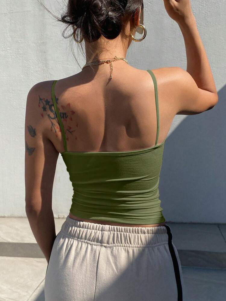 Ladies' Solid Color Cropped Camisole Tank Top