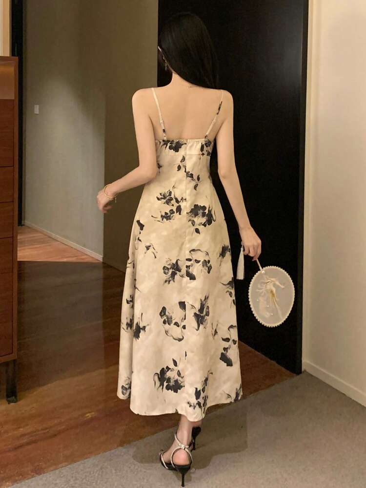 Women's Floral Printed Strappy Sundress Easter