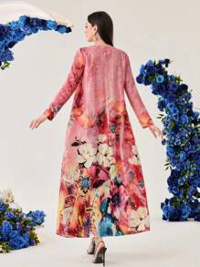 Al Najma 水洗紮染花卉拼接亮片點綴絲帶束腰連衣裙 - 彩色 - 查看 2