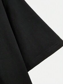 INAWLY 女裝加大碼卡通人物口號印花t恤 - 黑色 - 查看 4