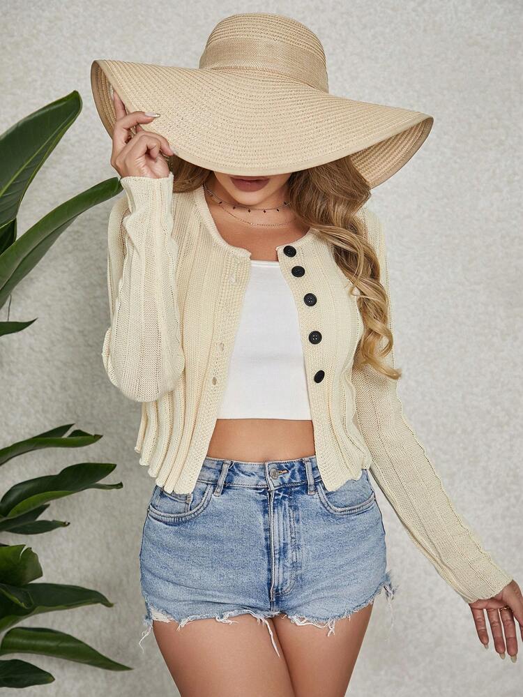 Women's Button Front Cardigan With Middle Hem Fall Cloth For Women