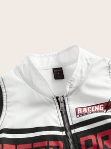 ROMWE PUNK 女士字母和数字印花拉链前夹克和百褶裙套装，学校 - 彩色 - 查看 4