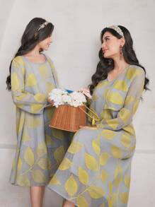 Al Najma Rochie de damă cu broderie de plante în stil arab