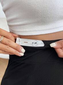 SHEIN 孕婦可調腰短褲 - 黑色 - 查看 5