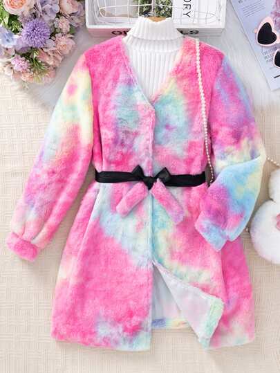 Abrigo De Longitud Media Con Cordón De Cintura Para Niñas Tweens En Otoño E Invierno