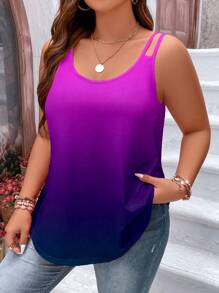 Breezaya Plus Size Ombre Curved Hem Camisole For Summer