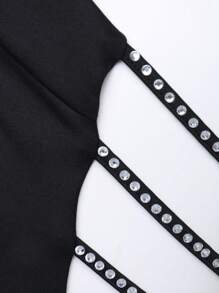 Hauture 水钻露背性感时尚挂脖连衣裙 - 黑色 - 查看 4