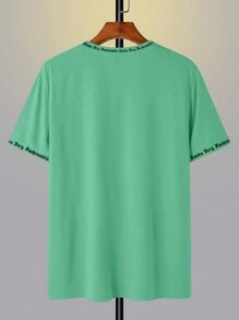 Manfinity Roghcode Solid Color English Letter Printed Short-Sleeved Round Neck T-Shirt, Suitable For Daily Wear, Going Out, Leisure, Sports, School, Travel, Family Gatherings And Other Occasions. Can Be Worn By Both Men And Women, Short-Sleeved T-Shirt, Summer T-Shirt. Multiple T-Shirts Can Be Given As Gifts To Family Members.