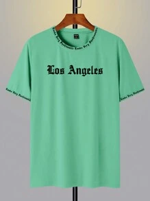 Manfinity Roghcode Solid Color English Letter Printed Short-Sleeved Round Neck T-Shirt, Suitable For Daily Wear, Going Out, Leisure, Sports, School, Travel, Family Gatherings And Other Occasions. Can Be Worn By Both Men And Women, Short-Sleeved T-Shirt, Summer T-Shirt. Multiple T-Shirts Can Be Given As Gifts To Family Members.