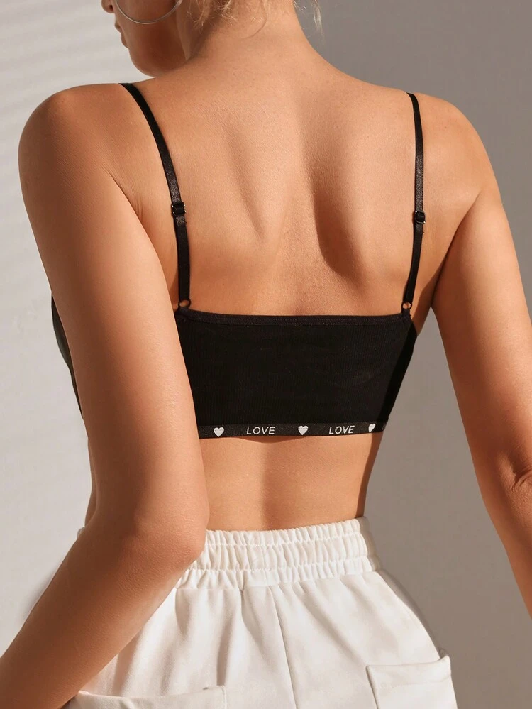Yoga Women's Letter Printed Elastic Strap Spliced Bra With Spaghetti Straps Sports ,3 Pcs