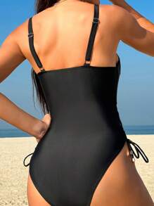 SHEIN Swim Maillot de bain une pièce avec imprimé géométrique d'été et découpes, pour le carnaval