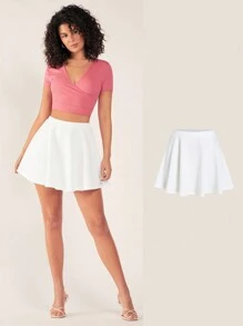 SHEIN BASICS Falda Casual De Color Sólido Para Mujer