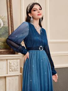 Modelyn Vestido de manga farol de color degradado para dama, elegante vestido de fiesta de noche, vestidos de noche largos - Azul Marino - Ver 1