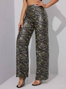 Chiquease 女士休闲迷彩直筒裤 - 彩色 - 查看 5