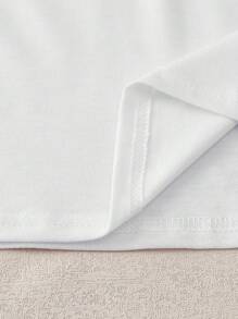 INAWLY 大尺碼字母及蜻蜓印花短袖t恤 - 白色 - 查看 5