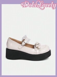 Dola Lovely 女式蕾絲裝飾時尚楔形跟泵鞋 - 杏色 - 查看 5