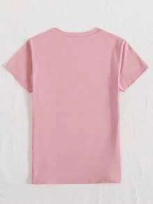 INAWLY Của phụ nữ Hoa văn Báo & Môi In Vòng cổ Ngắn tay Chiều dài trung bình Áo thun , Gợi cảm - Hồng - Xem 2