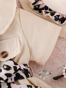 夏季優雅復古豹紋裝飾嬰兒女裝禮服 - 杏色 - 查看 5