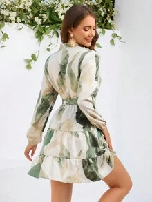 SHEIN VCAY 印花長袖襯衫連身裙 - 彩色 - 查看 2