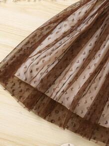 SHEIN 年輕女孩的公主風格,帶有字母印花的優雅網紗禮服 - 彩色 - 查看 6