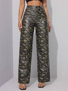 Chiquease 女士休闲迷彩直筒裤 - 彩色 - 查看 1