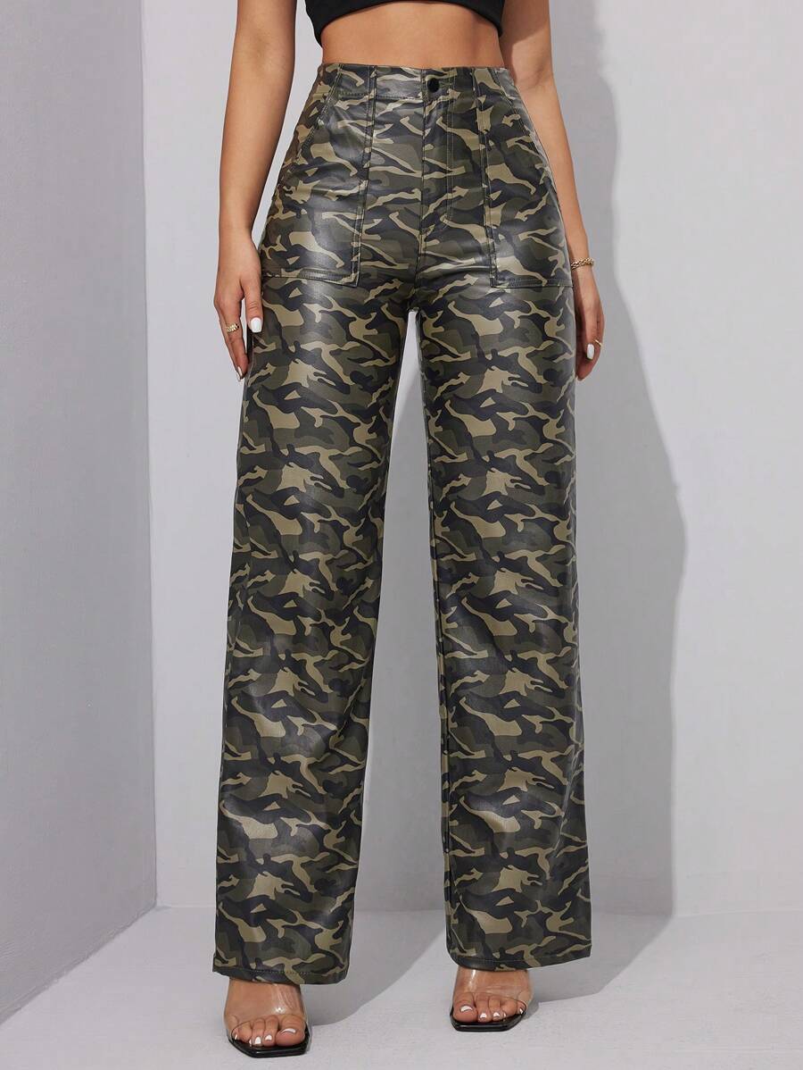 Chiquease 女士休闲迷彩直筒裤 - 彩色 - 查看 1