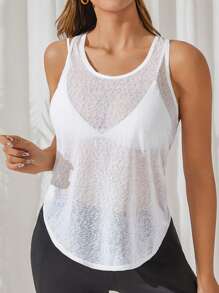 Easithlete Scoop Neck Raglan Sleeve Crop Teeworkout Tank Top - White - View 1