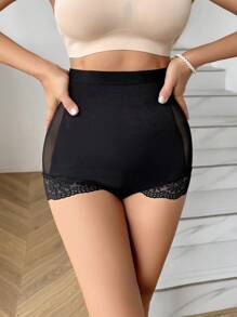 女士蕾絲拼接塑形底褲 - 黑色 - 查看 3