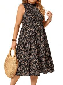 SHEIN Clasi Váy in hoa không tay cỡ lớn - Nhiều màu - Xem 3