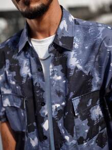 Manfinity Homme Men's Cargo Tie Dye Printed Shirt - Multicolor - View 3