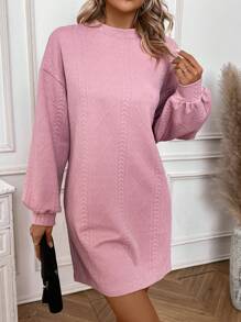 SHEIN LUNE 休閒立領燈籠袖連衣裙