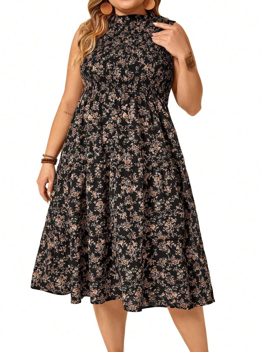 SHEIN Clasi Váy in hoa không tay cỡ lớn - Nhiều màu - Xem 1