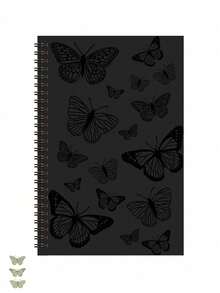 Hanna DaMes 蝴蝶印花簡約筆記本 - 黑色 - 查看 1