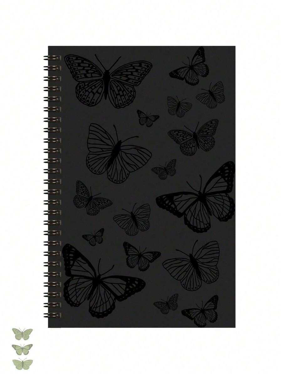 Hanna DaMes 蝴蝶印花簡約筆記本 - 黑色 - 查看 1