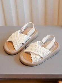 Infant Girls' Comfortable, Lightweight, Fashionable Summer Sandals With Strap - Beige - View 1