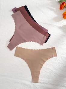 女士贝壳边饰无缝性感丁字裤（5 条装） - 彩色 - 查看 3