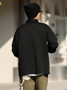 DAZY Nam Mẫu chữ Vạt váy một nửa dây nút Áo nỉ - màu đen - Xem 11