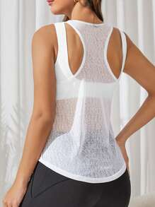 Easithlete Scoop Neck Raglan Sleeve Crop Teeworkout Tank Top - White - View 2