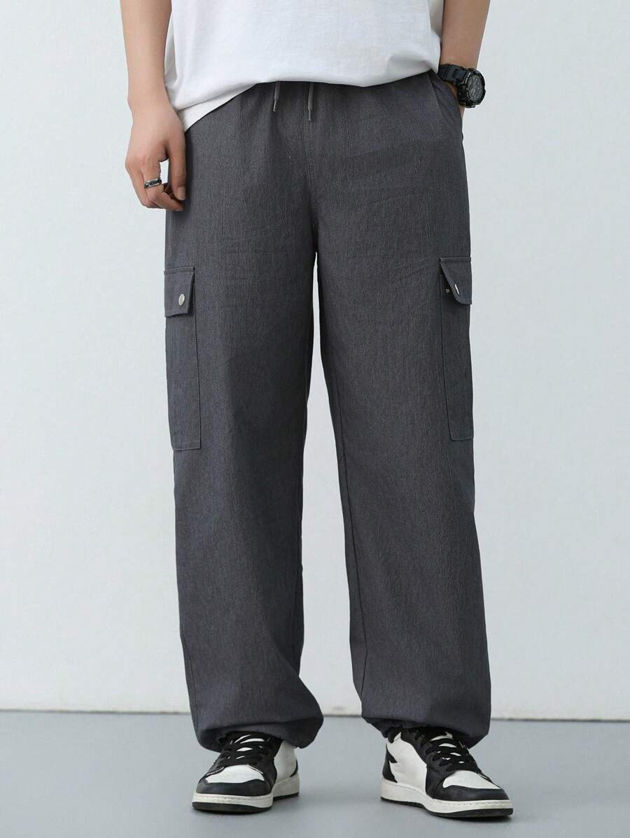 DAZY Men's Solid Color Summer Pants Men Joggers - Black - View 1