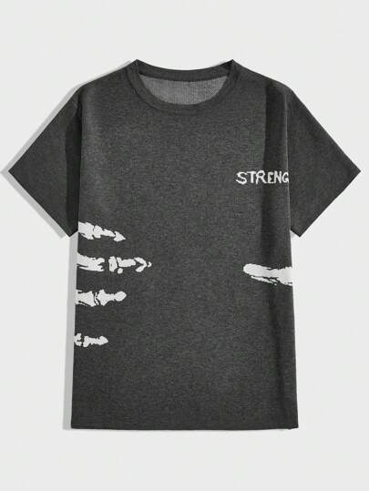 Goth Men's Printed Short-Sleeved Knit T-Shirt, Suitable For Daily, Spring And Summer