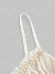 SHEIN MOD 細肩帶連身裙,配腰帶 - 杏色 - 查看 3
